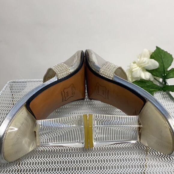 Stuart Weitzman SPELLBOUND Crystal Rhinestone Clear Sandals Lucite Heel 7.5AA - Picture 13 of 15